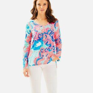 Lilly Pulitzer Jennifer Long Sleeve Tee Coral Reef I'm So Jelly